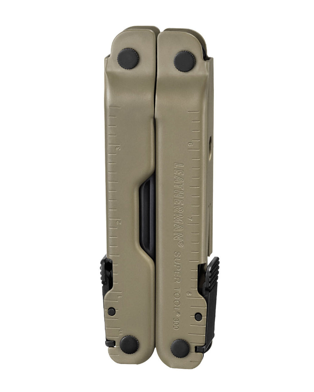 Coyote Coloured Leatherman Super Tool 300M Multi-Tool W/ Molle Sheath On A White Background 