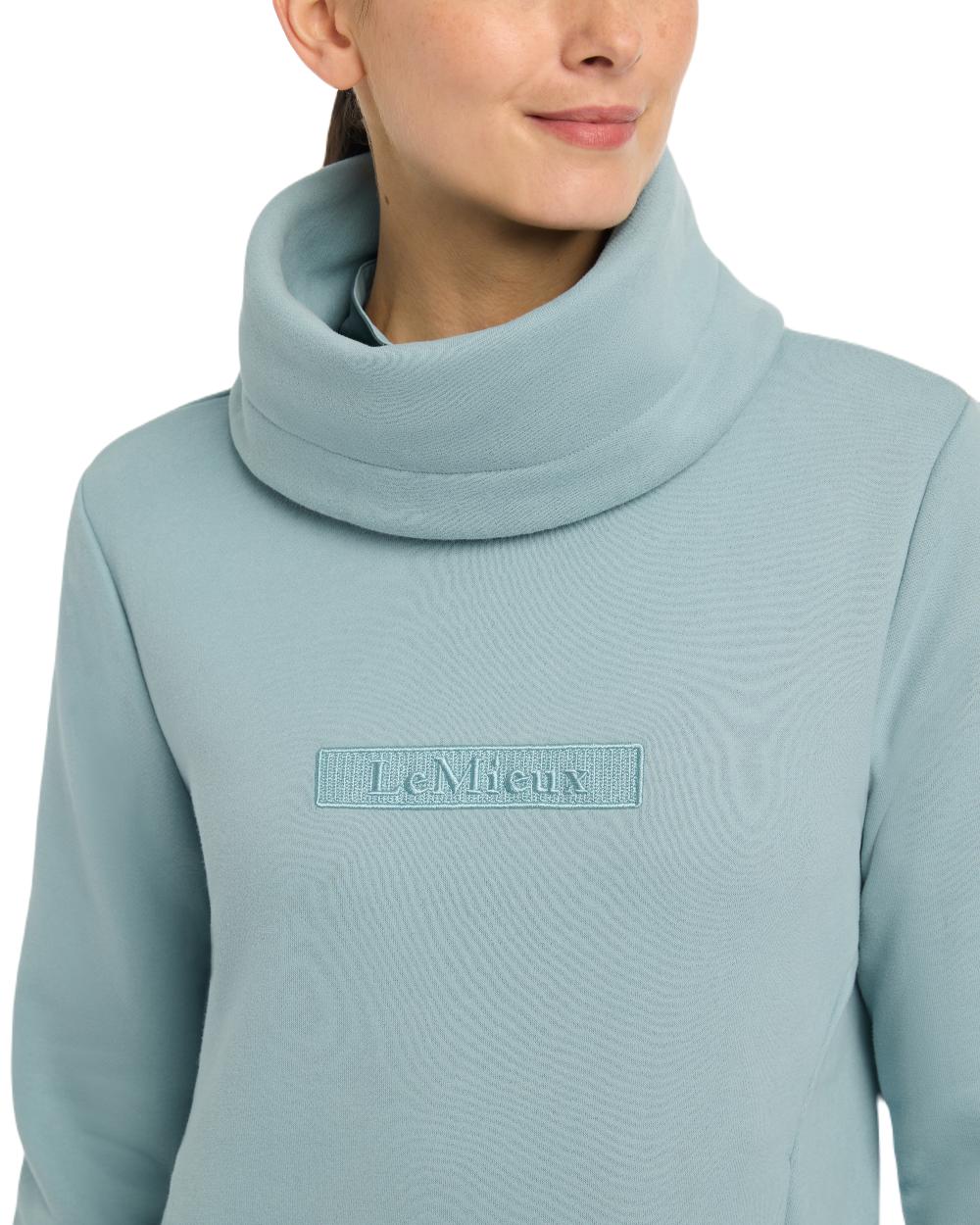 Glacier Coloured LeMieux Adele Funnel Neck Sweatshirt On A White Background 