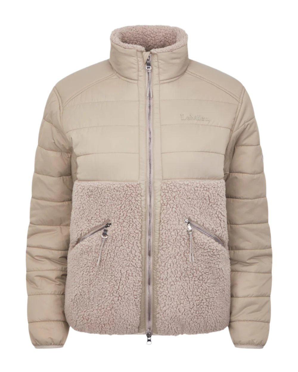 Ash Coloured LeMieux Alissa Hybrid Fleece Jacket On A White Background 