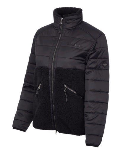 Black Coloured LeMieux Alissa Hybrid Fleece Jacket On A White Background 