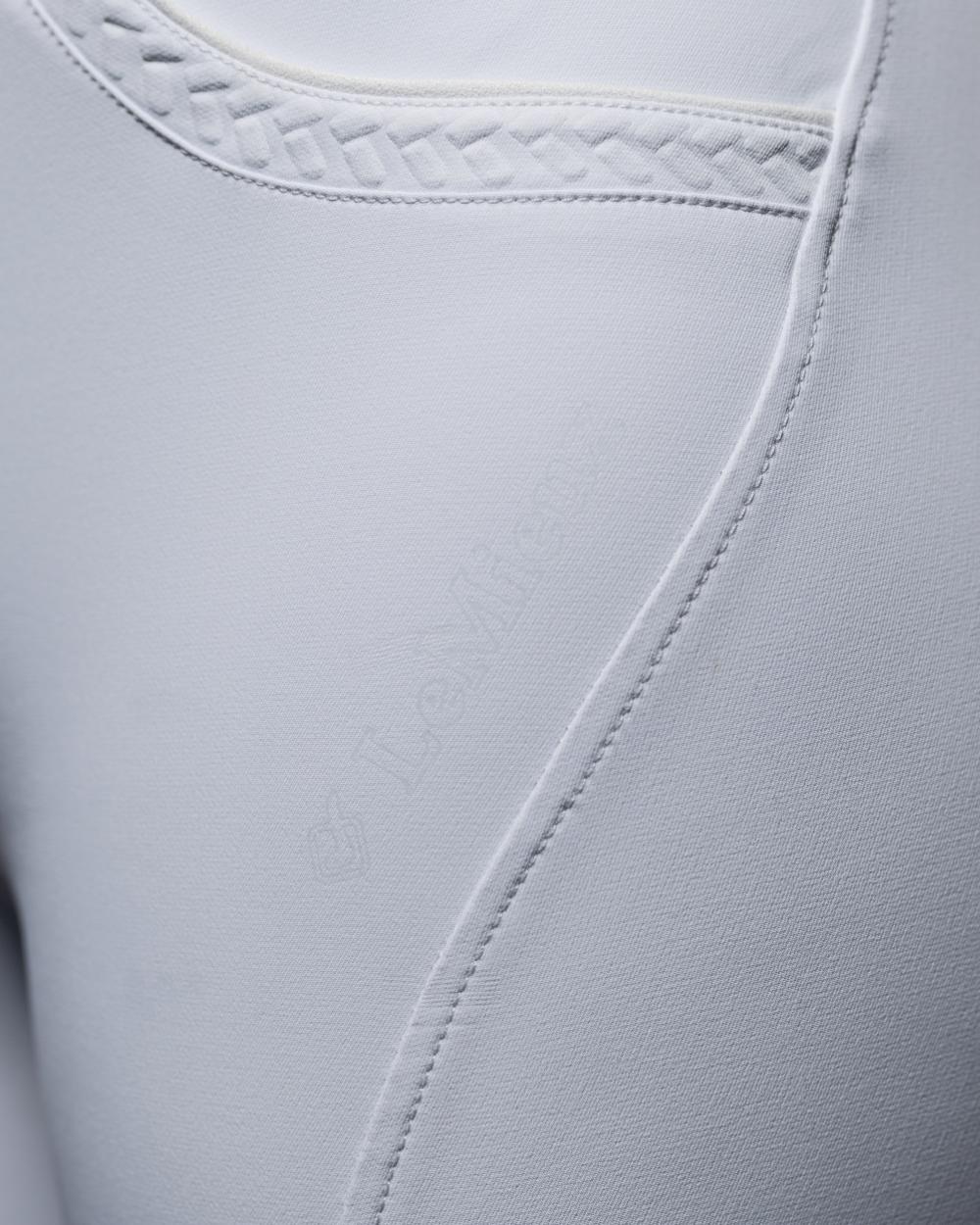 White coloured LeMieux Amara II Breech Full Seat on white background 