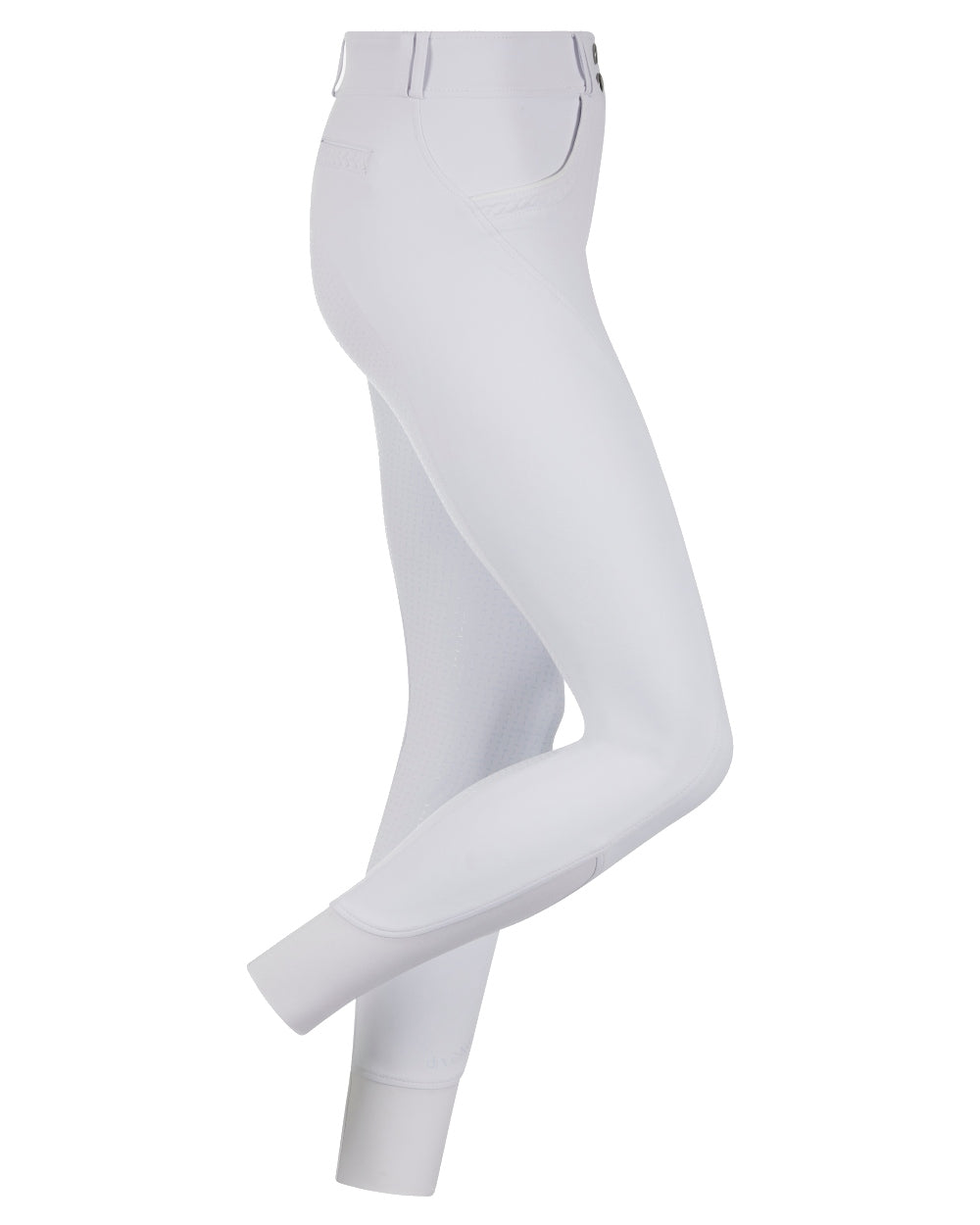 White coloured LeMieux Amara II Breech Full Seat on white background 