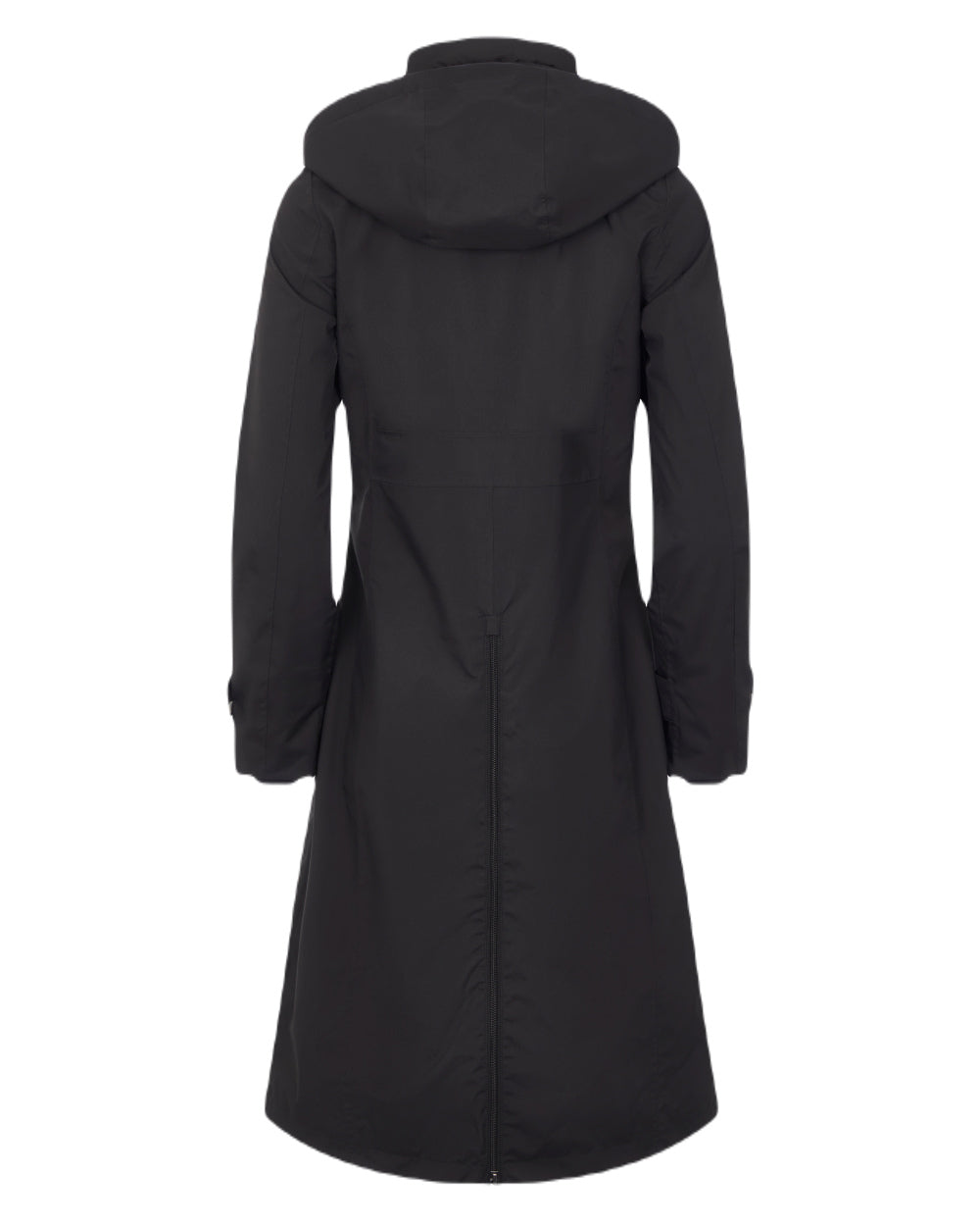 Black Coloured LeMieux Amelie Lightweight Waterproof Riding Coat On A White Background 