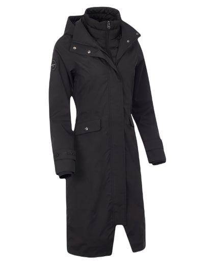 Black Coloured LeMieux Amelie Lightweight Waterproof Riding Coat On A White Background 