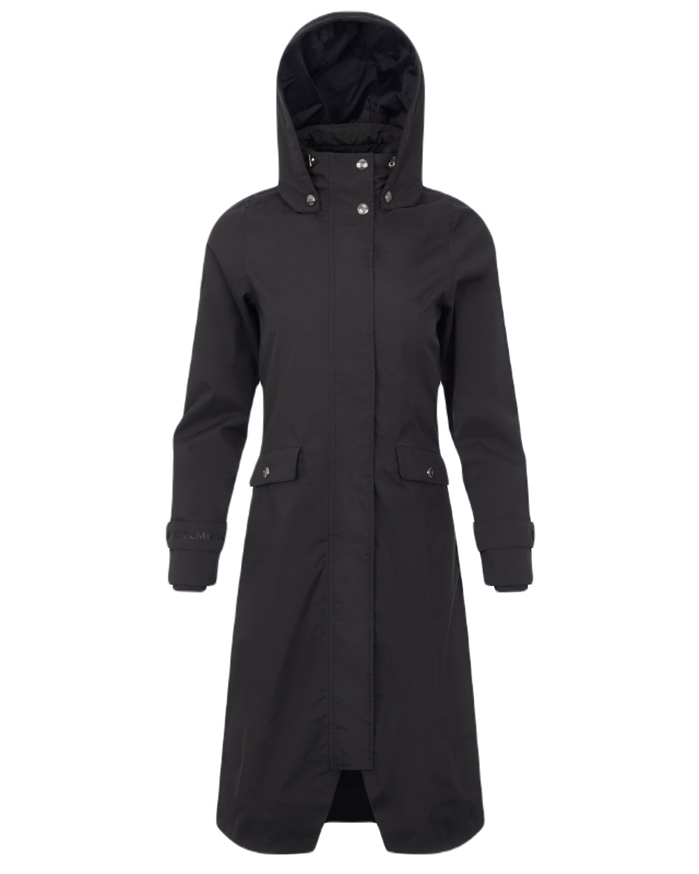 Black Coloured LeMieux Amelie Lightweight Waterproof Riding Coat On A White Background 