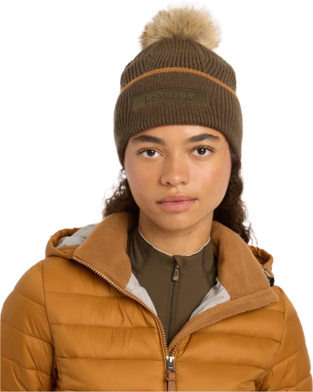 Alpine Coloured LeMieux Clara Cable Beanie On A White Background 