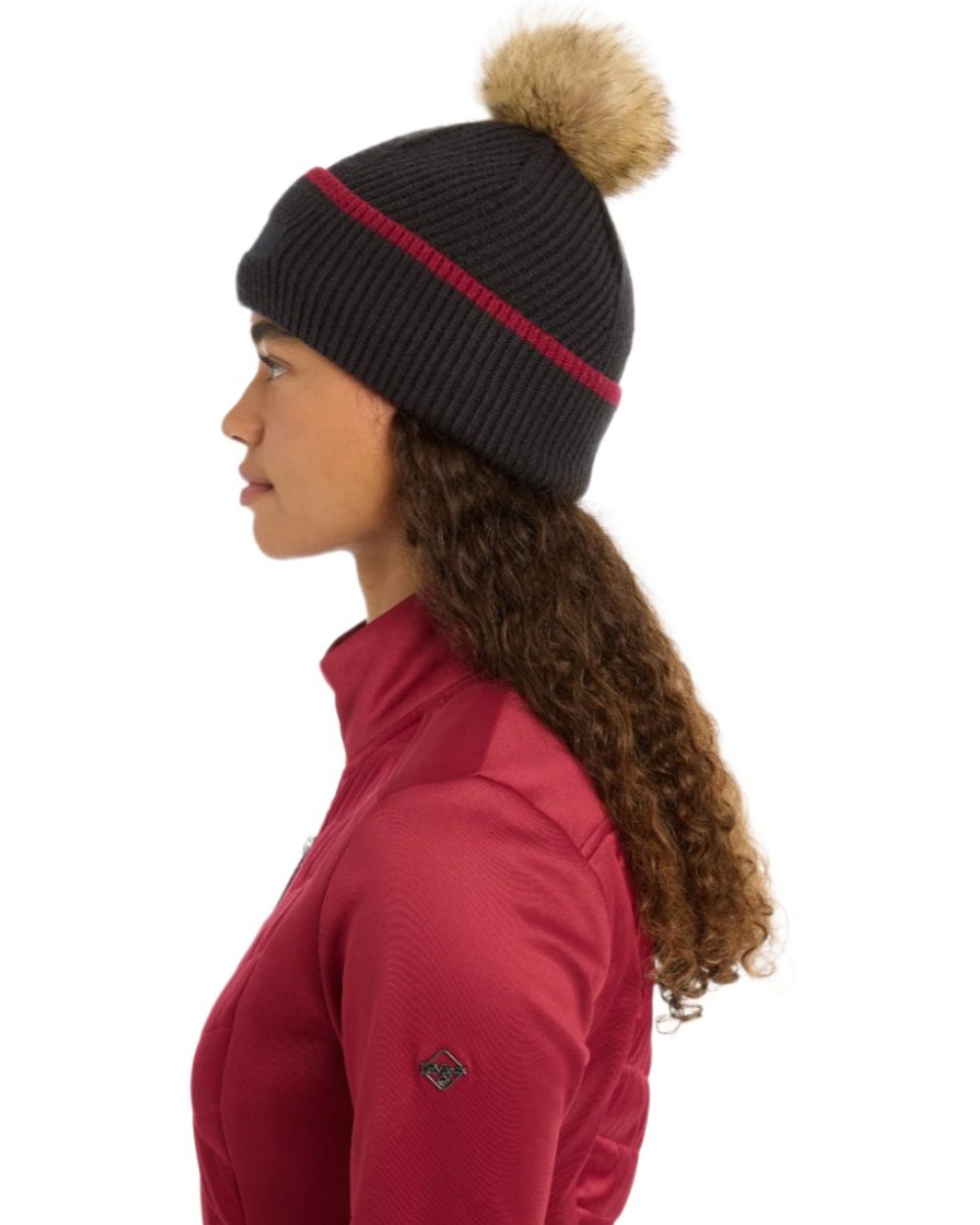 Cinder Coloured LeMieux Clara Cable Beanie On A White Background 