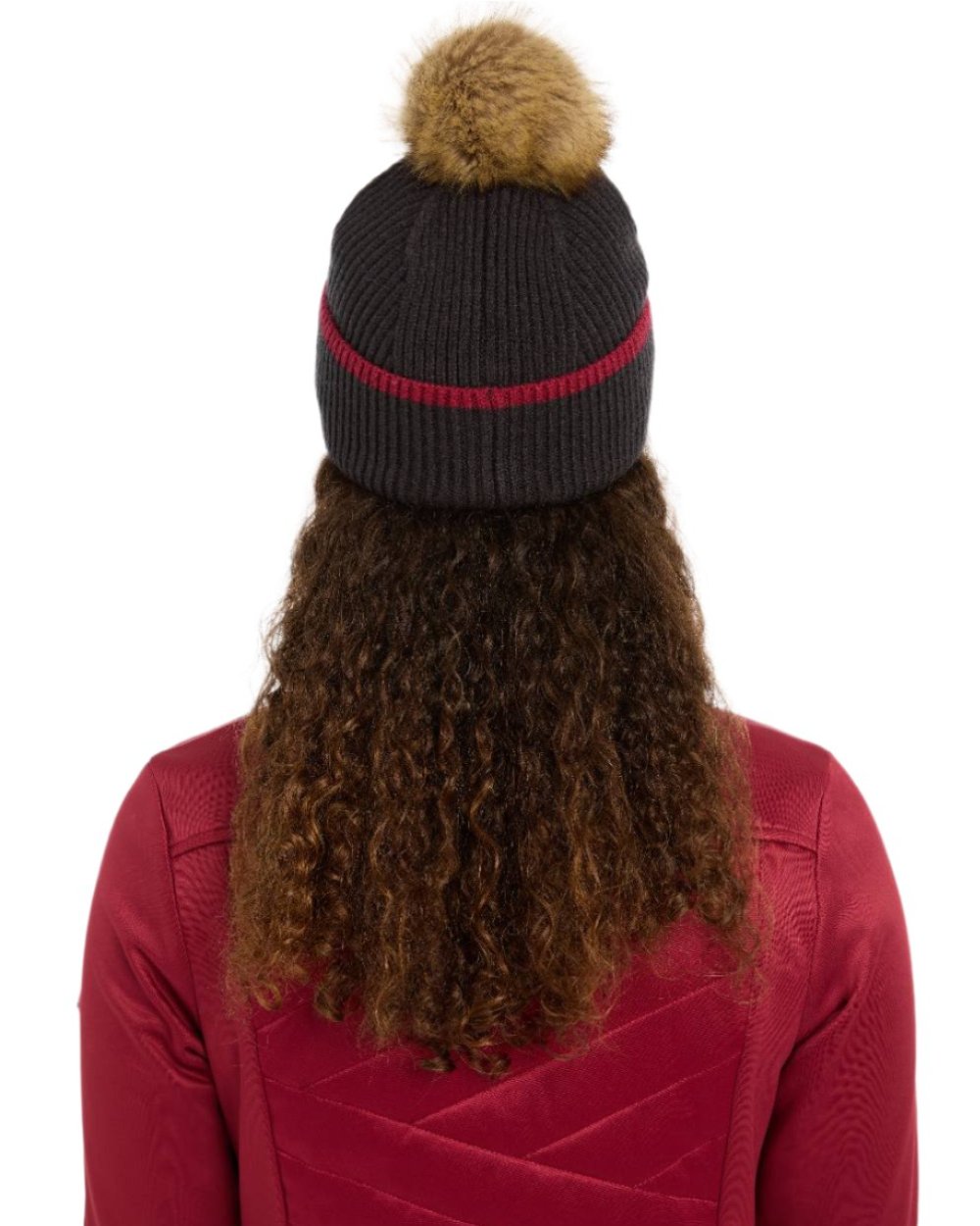 Cinder Coloured LeMieux Clara Cable Beanie On A White Background 