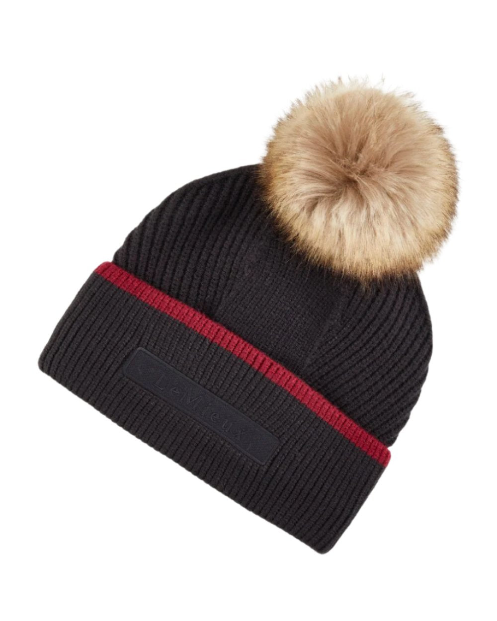 Cinder Coloured LeMieux Clara Cable Beanie On A White Background 