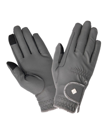 Grey coloured LeMieux Classic Riding Gloves on white background 