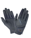Navy coloured LeMieux Close Contact Gloves on white background #colour_navy