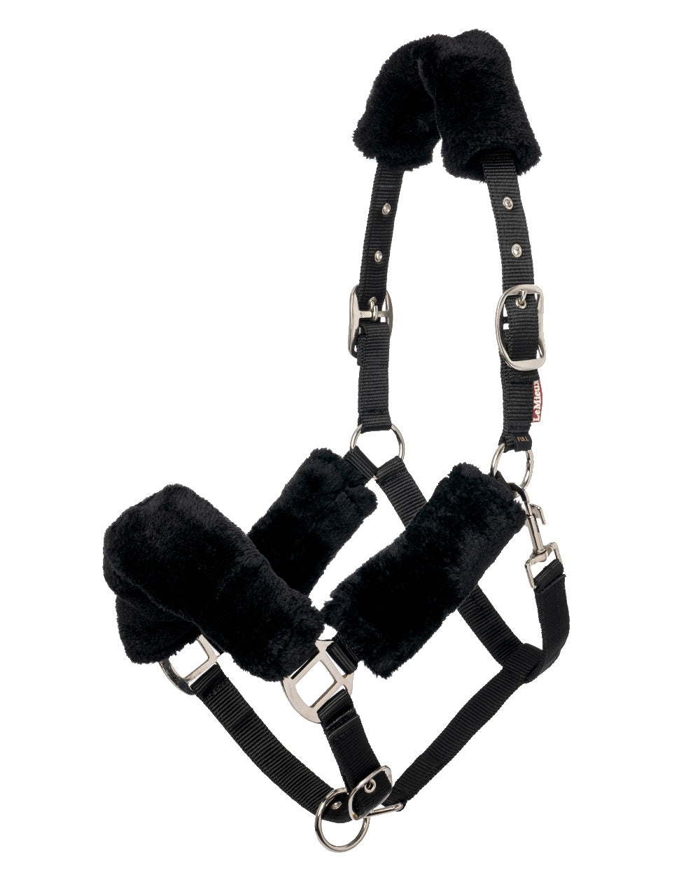 Black coloured LeMieux Comfort Headcollar on white background 