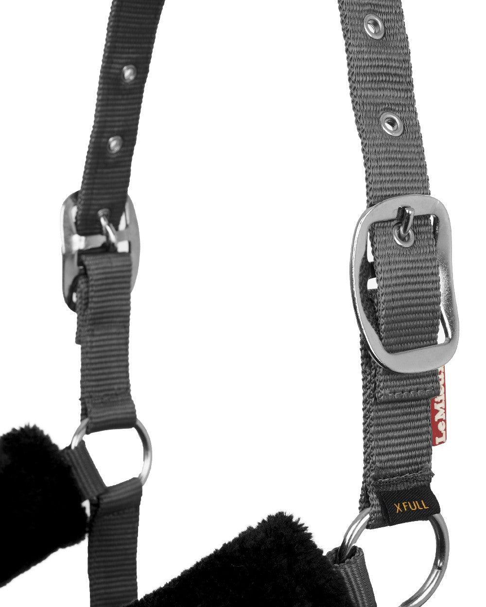 Grey coloured LeMieux Comfort Headcollar on white background 