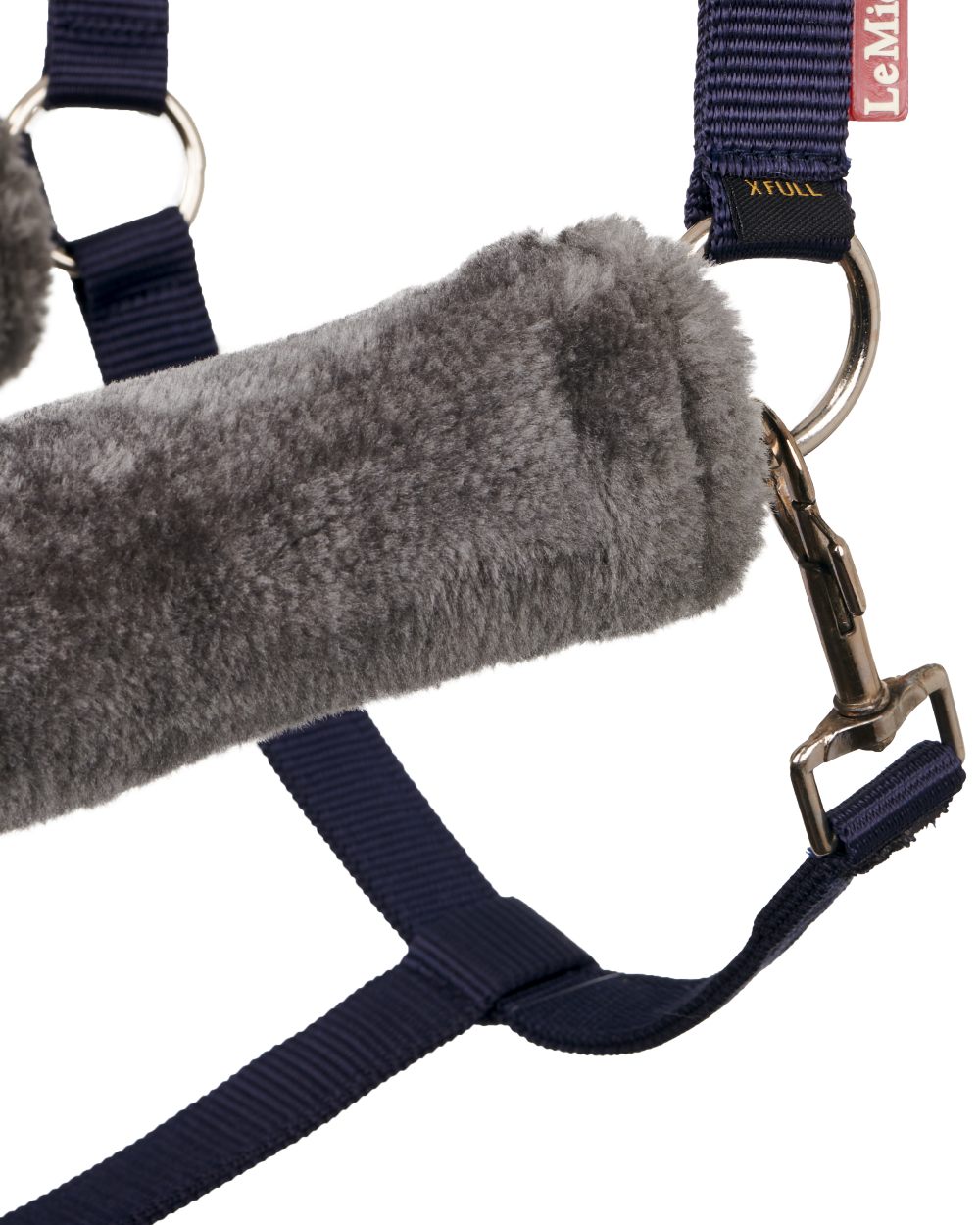 Navy coloured LeMieux Comfort Headcollar on white background 