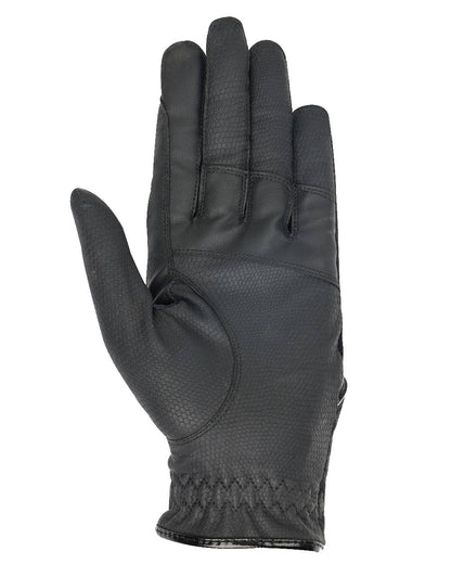 Black coloured LeMieux Competition Gloves on white background 