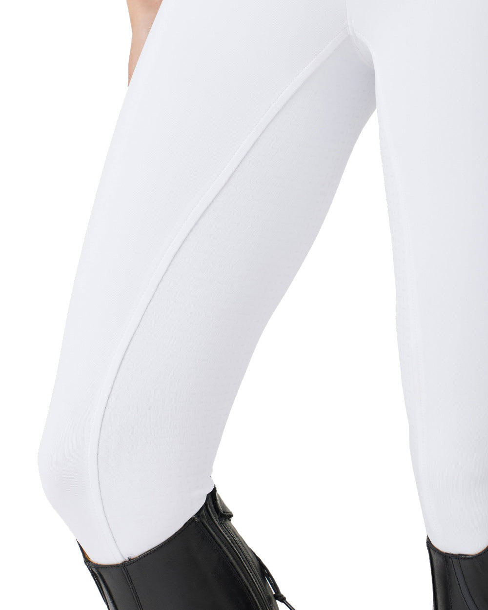 White coloured LeMieux Demi Pull On Breggings Full Seat on White background 