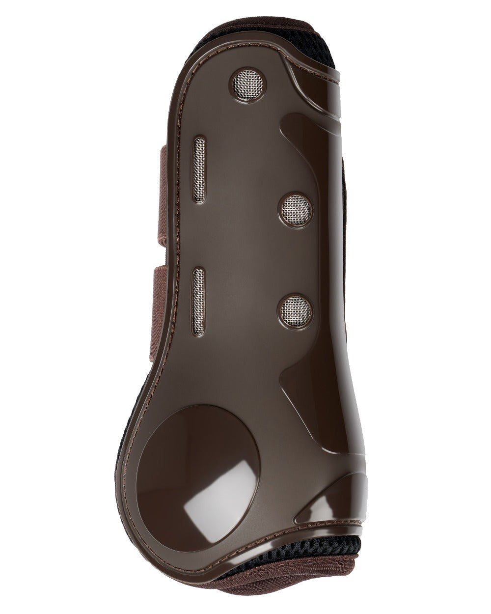 Brown coloured LeMieux Derby ProJump Tendon Boots on white background 