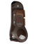 Brown coloured LeMieux Derby ProJump Tendon Boots on white background #colour_brown