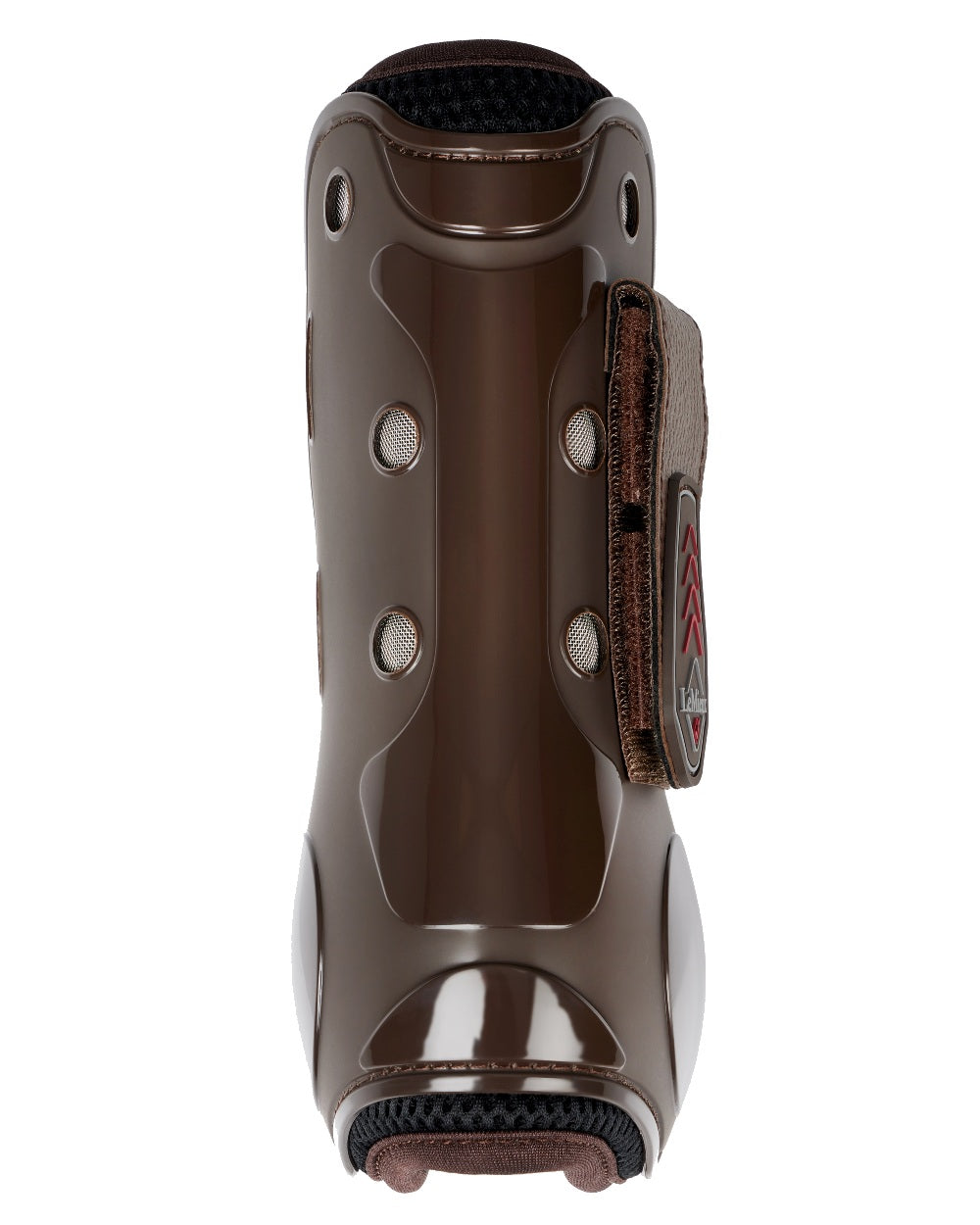 Brown coloured LeMieux Derby ProJump Tendon Boots on white background 