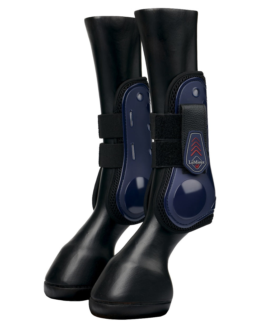 Navy coloured LeMieux Derby ProJump Tendon Boots on white background 