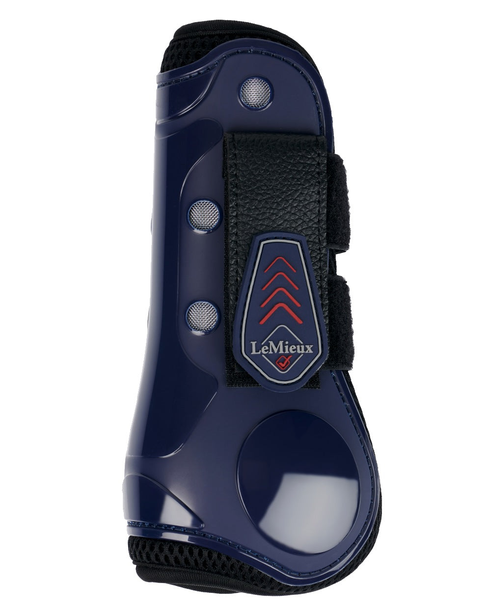 Navy coloured LeMieux Derby ProJump Tendon Boots on white background 