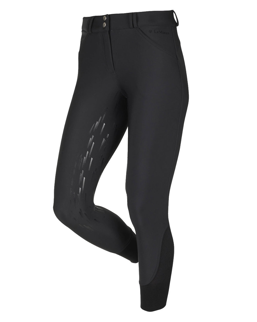 Black coloured LeMieux Drytex Waterproof Breeches on white background 