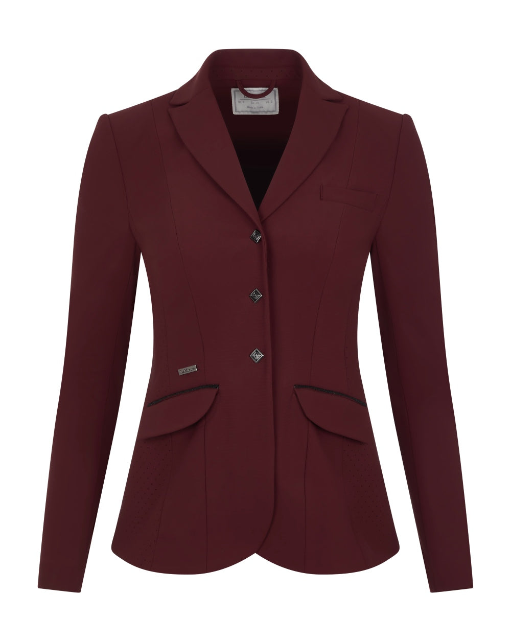 Burgundy coloured LeMieux Dynamique Show Jacket on white background 