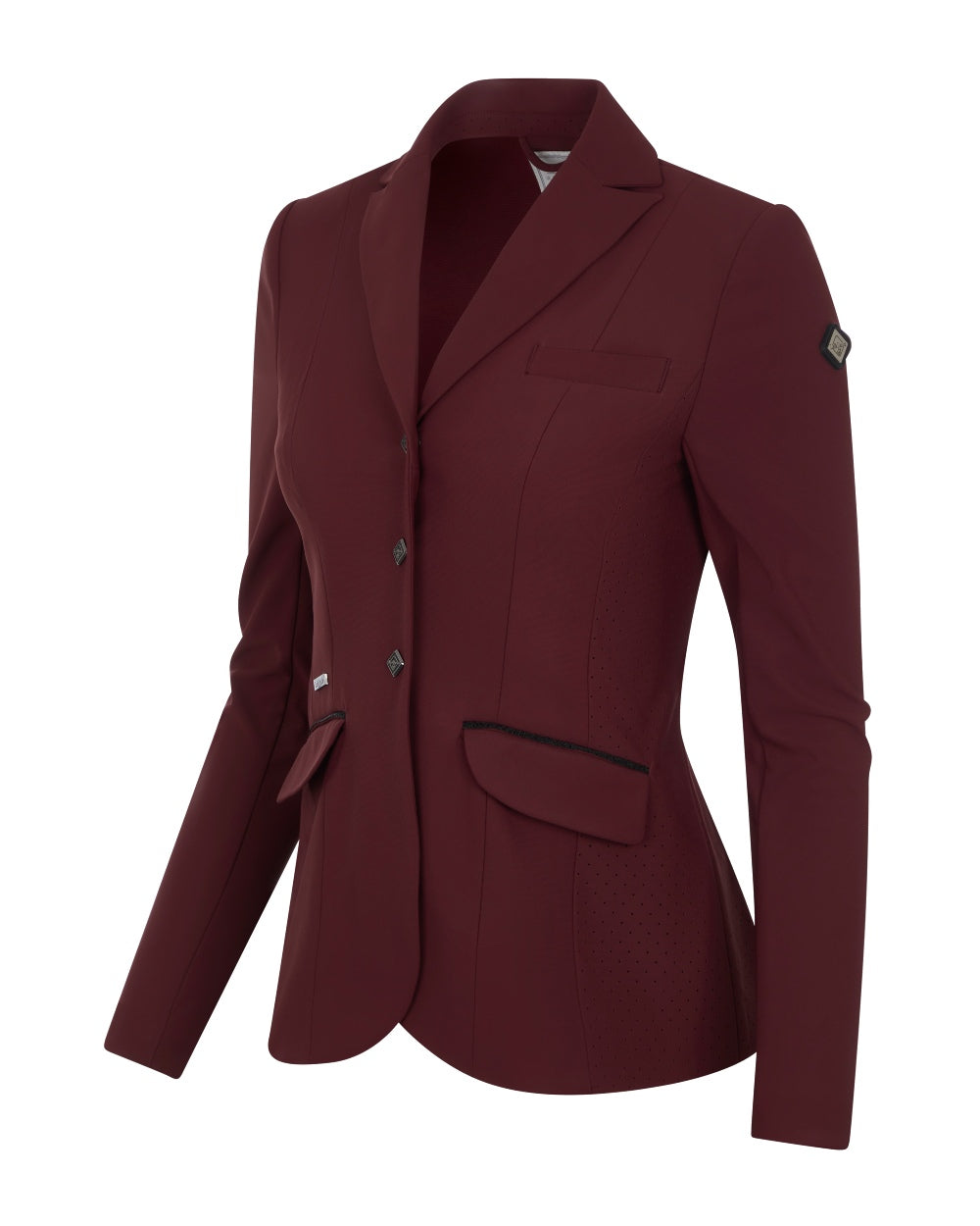 Burgundy coloured LeMieux Dynamique Show Jacket on white background 