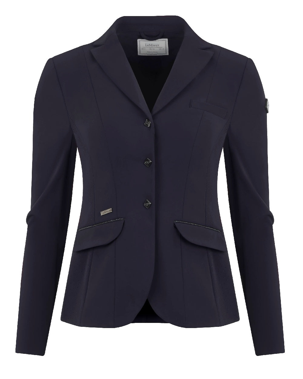 Navy coloured LeMieux Dynamique Show Jacket on white background 