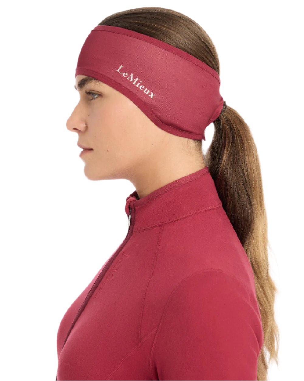 Ember coloured LeMieux Ear Warmer Headband on white background 