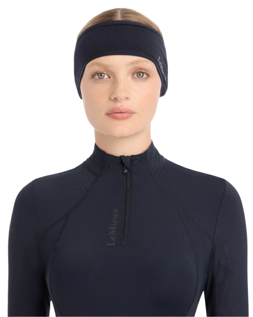 Indigo coloured LeMieux Ear Warmer Headband on white background 