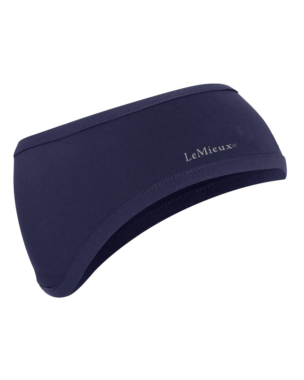 Indigo coloured LeMieux Ear Warmer Headband on white background 