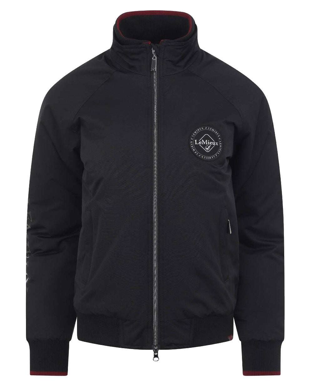 Black coloured LeMieux Elite Crew Jacket on white background 