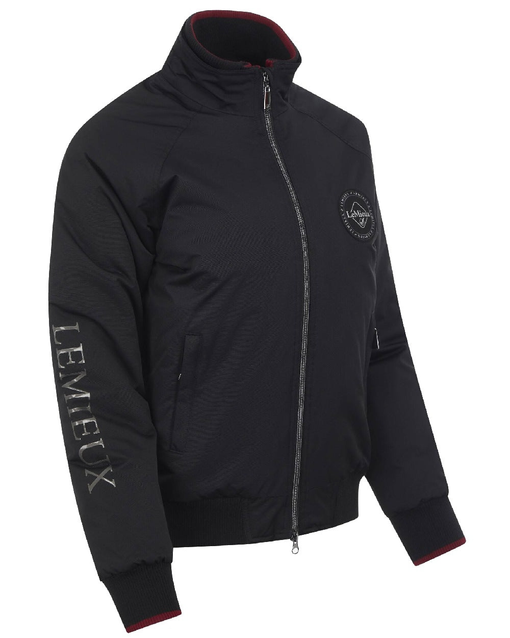 Black coloured LeMieux Elite Crew Jacket on white background 