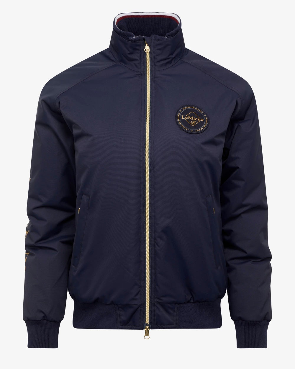 Navy coloured LeMieux Elite Crew Jacket on white background 