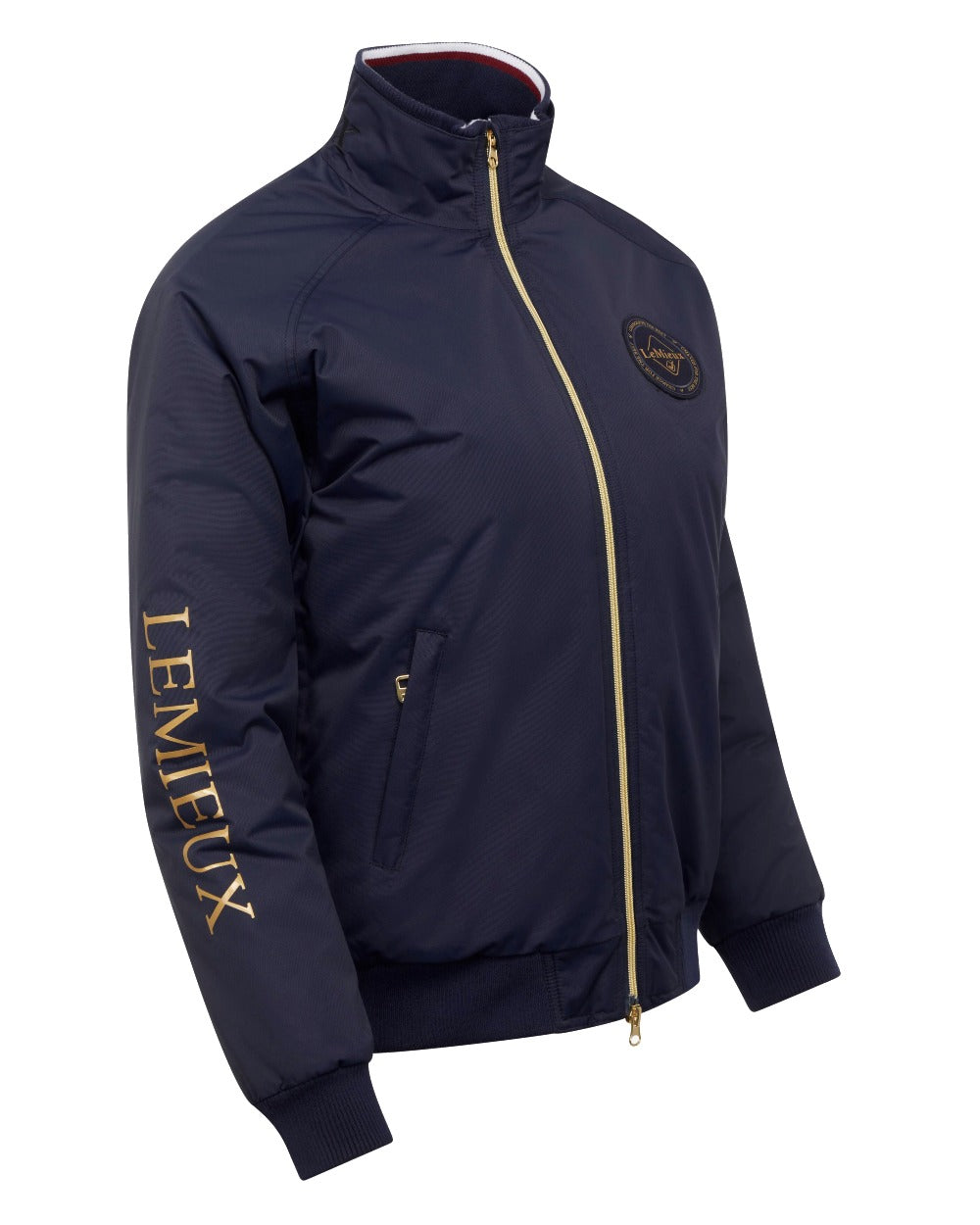 Navy coloured LeMieux Elite Crew Jacket on white background 