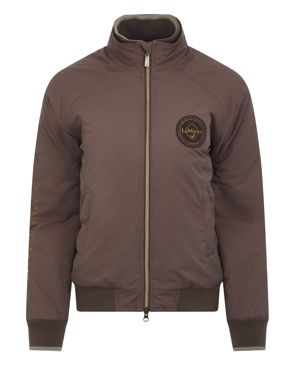 Walnut coloured LeMieux Elite Crew Jacket on white background 