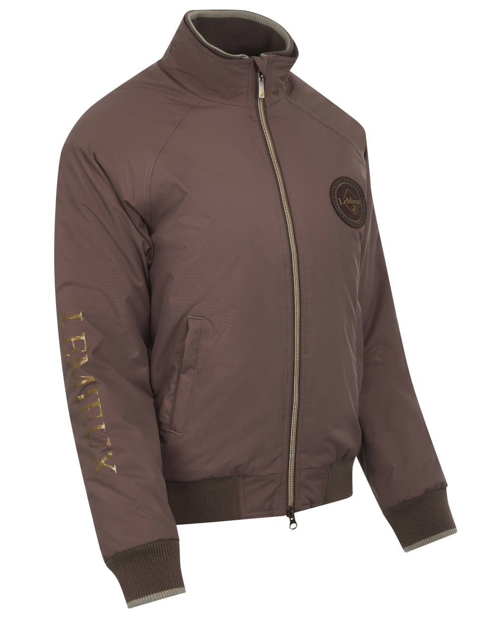 Walnut coloured LeMieux Elite Crew Jacket on white background 