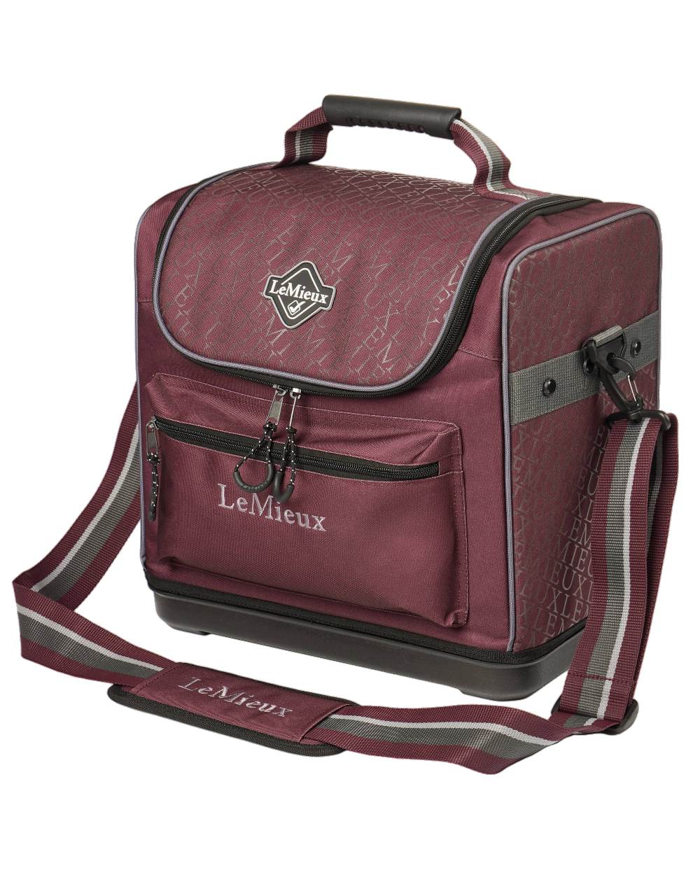 Burgundy coloured LeMieux Elite Pro Grooming Bag on white background 
