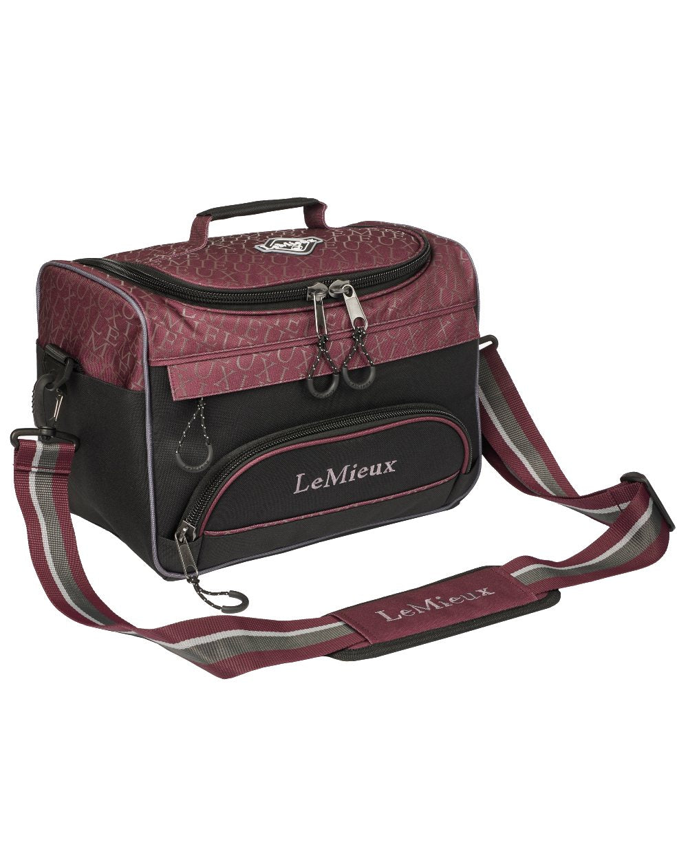 Burgundy coloured LeMieux Elite ProKit Lite Grooming Bag on white background 