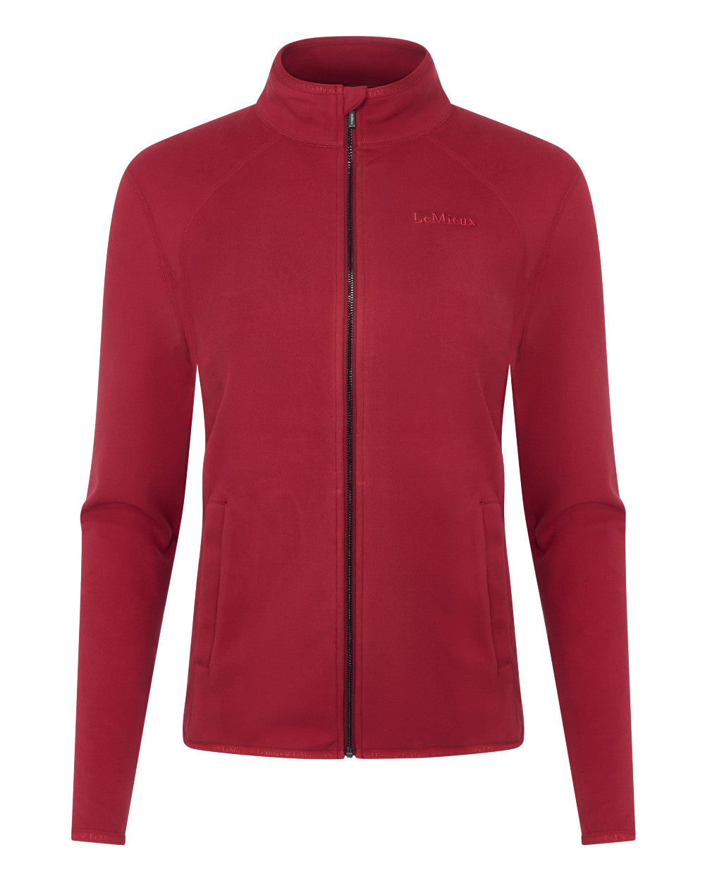 Ember Coloured LeMieux Faye Fleece Zip Through Jacket On A White Background 