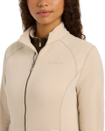 Stone Coloured LeMieux Faye Fleece Zip Through Jacket On A White Background 