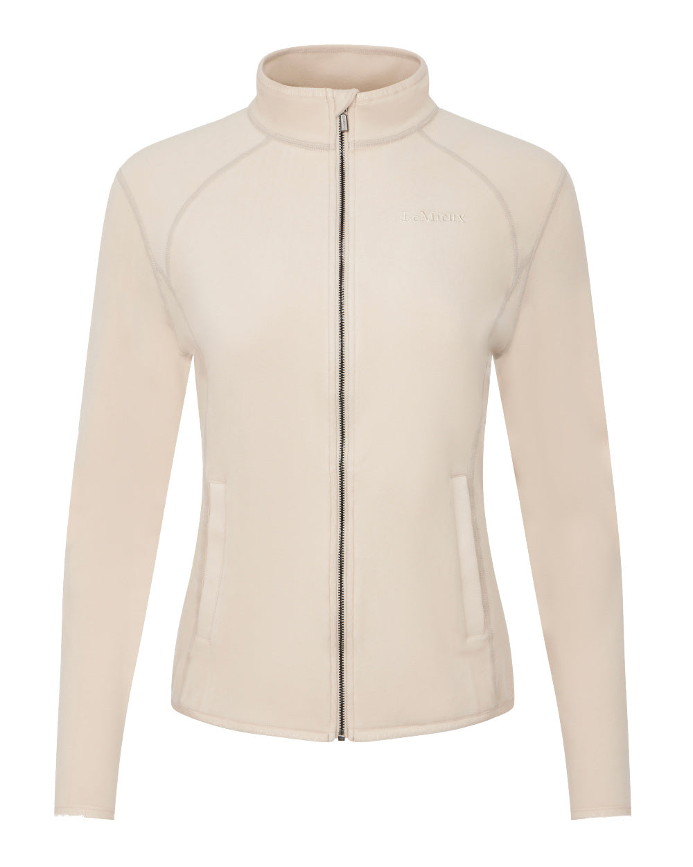 Stone Coloured LeMieux Faye Fleece Zip Through Jacket On A White Background 