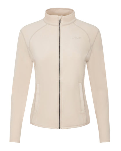 Stone Coloured LeMieux Faye Fleece Zip Through Jacket On A White Background 