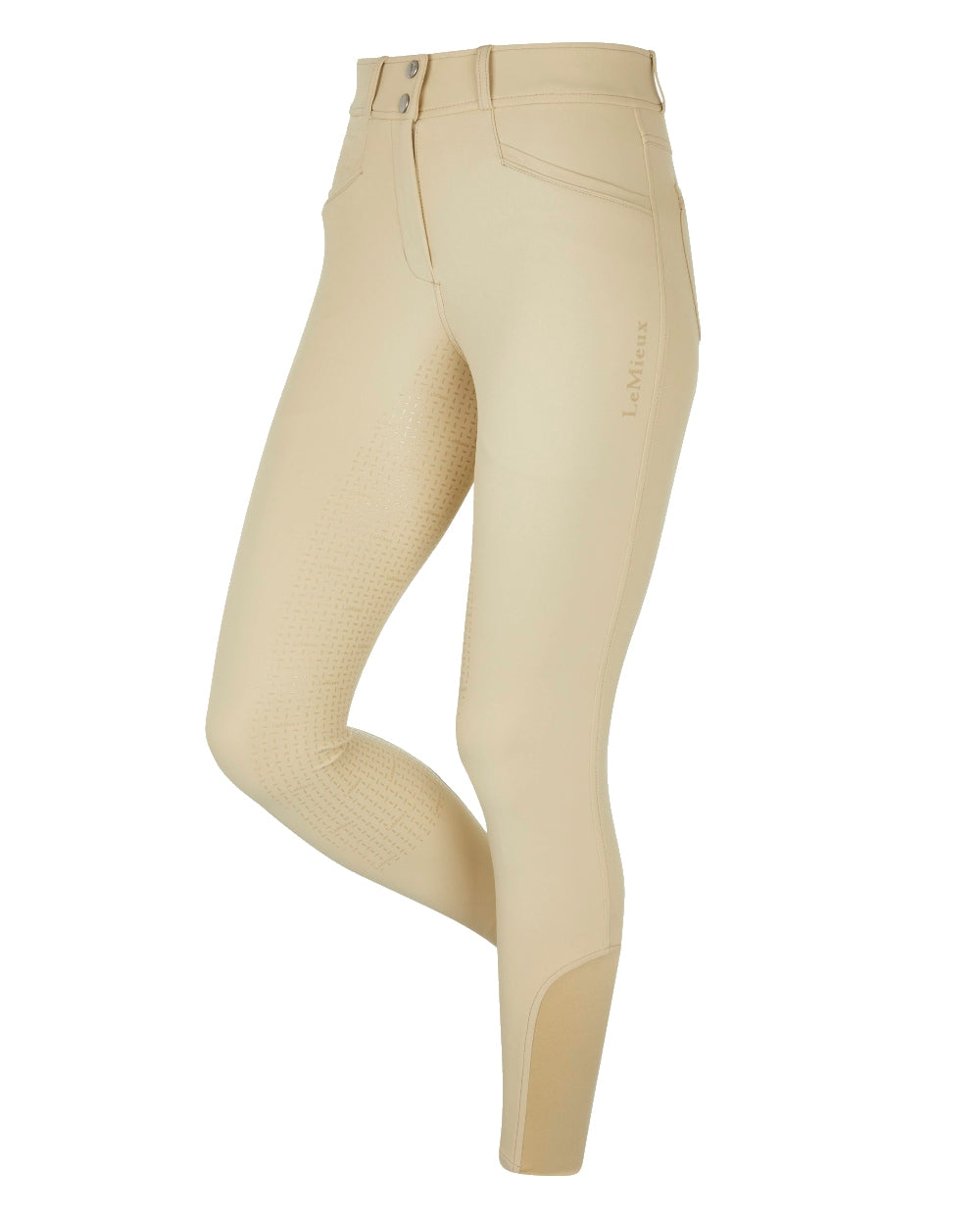 Beige coloured LeMieux Freya Pro Breeches on white background 