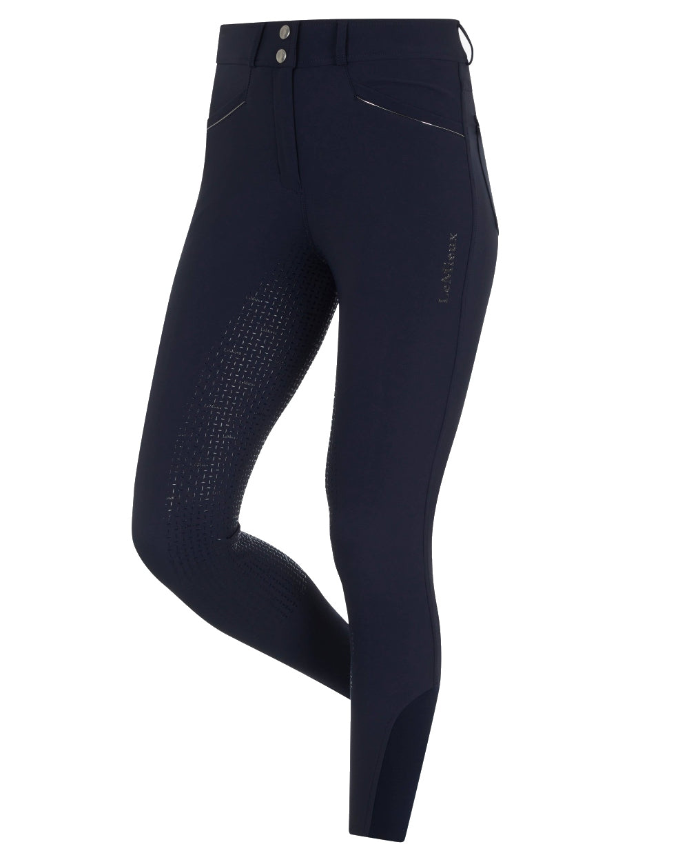 Navy coloured LeMieux Freya Pro Breeches on white background 