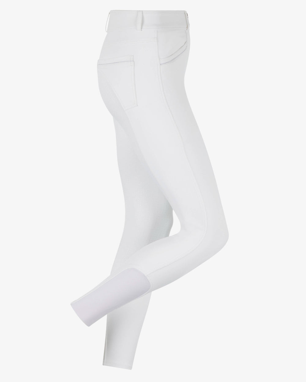 White coloured LeMieux Freya Pro Breeches on grey background 