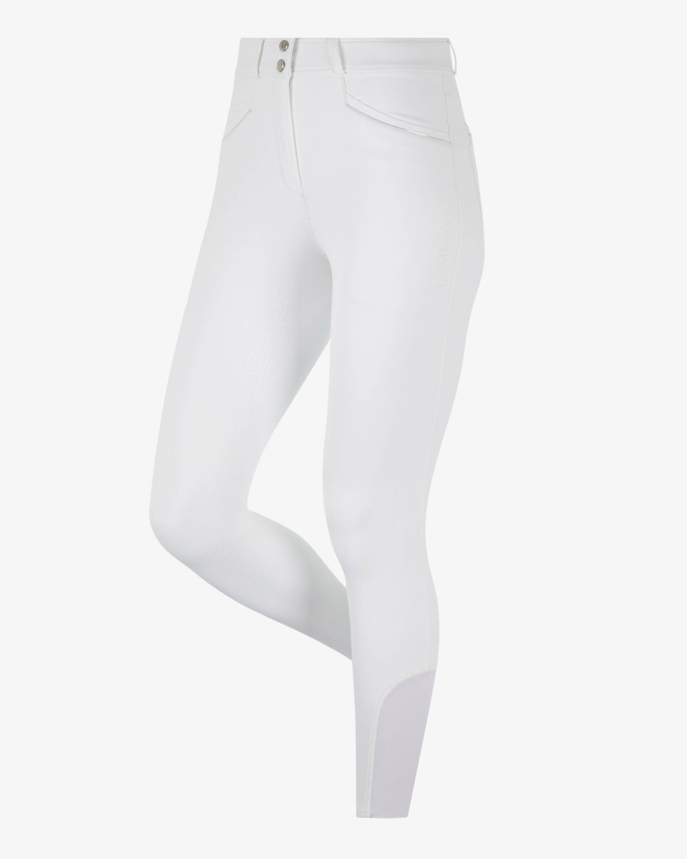 White coloured LeMieux Freya Pro Breeches on grey background 