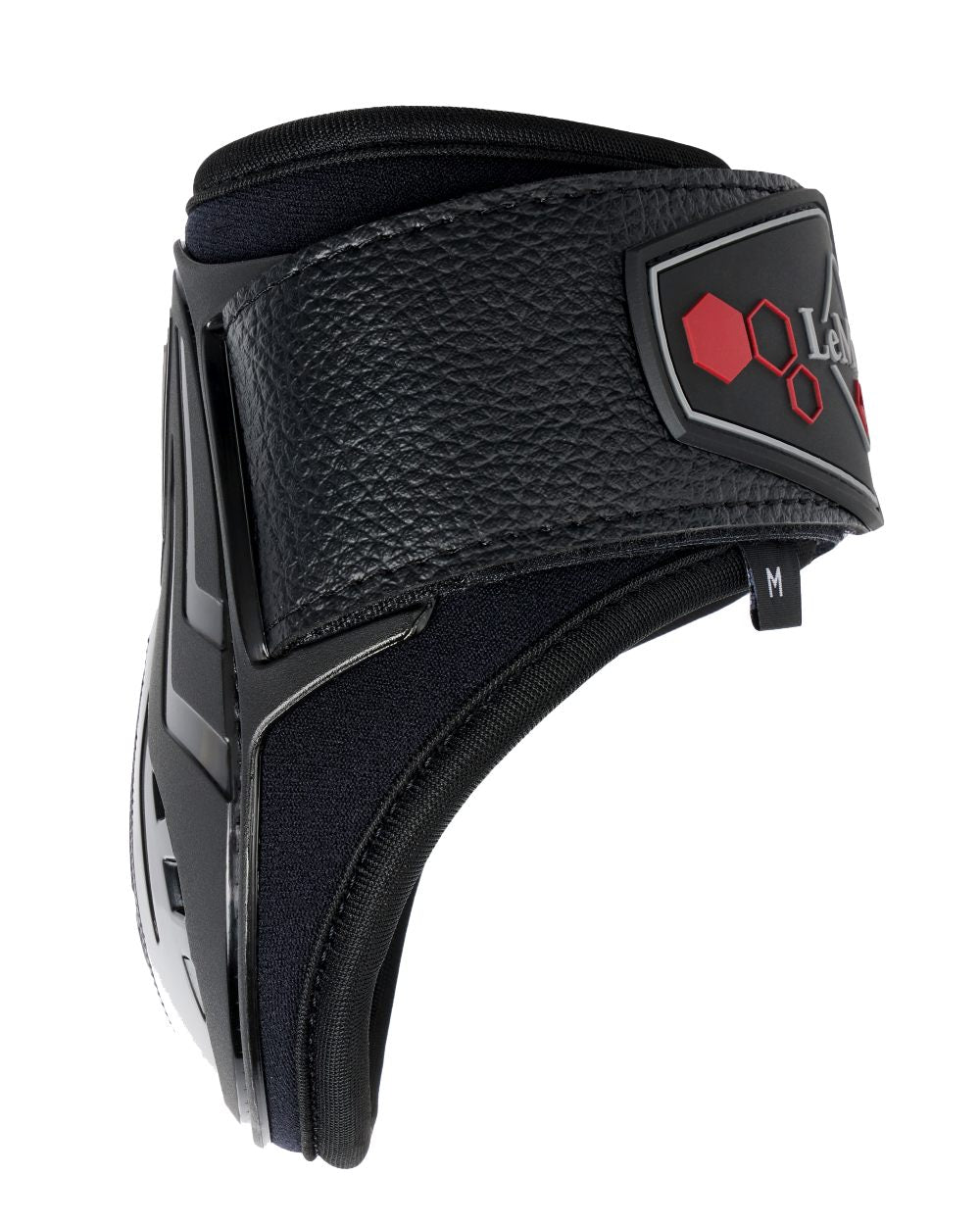 Black coloured LeMieux Impact Compliant Fetlock Boots on white background 