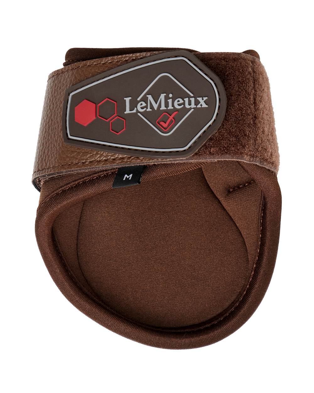 Brown coloured LeMieux Impact Compliant Fetlock Boots on white background 